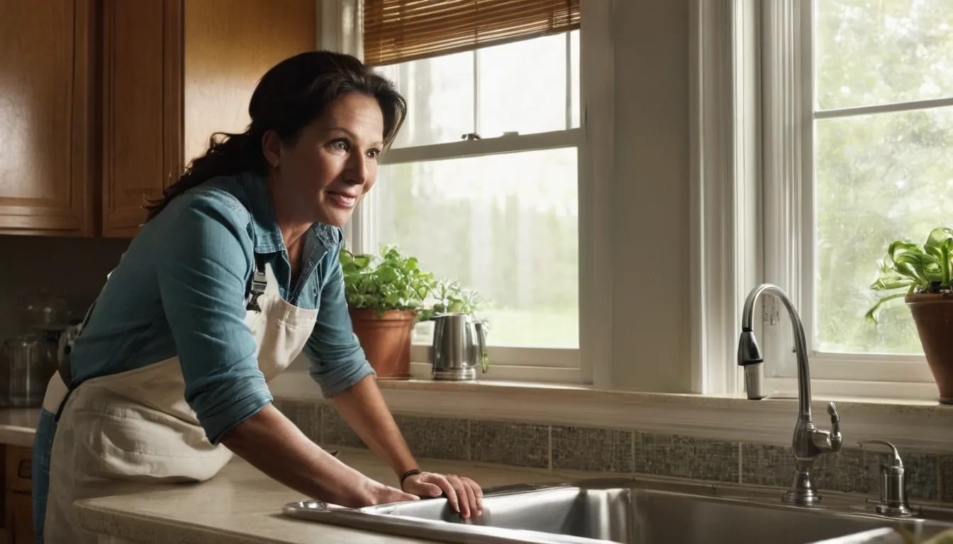 Provider inspecting a kitchen baseboard for pests in a DISH home